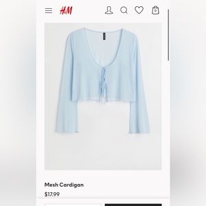 H&M Divided mesh light blue crop top, front-tie cardigan
